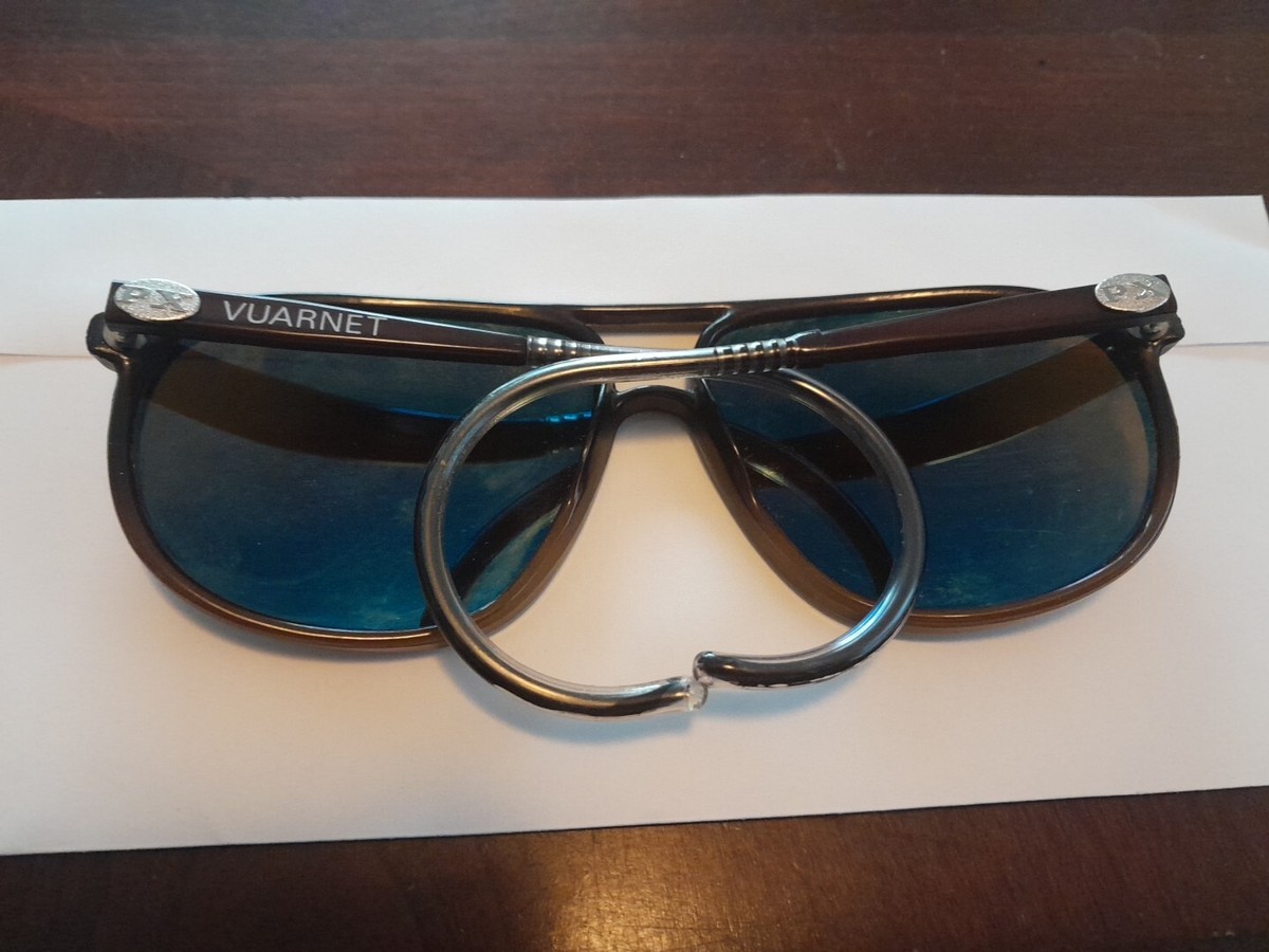 Vintage Vuarnet Sunglasses 117 Brown cable hook PX8000 Brown Lens