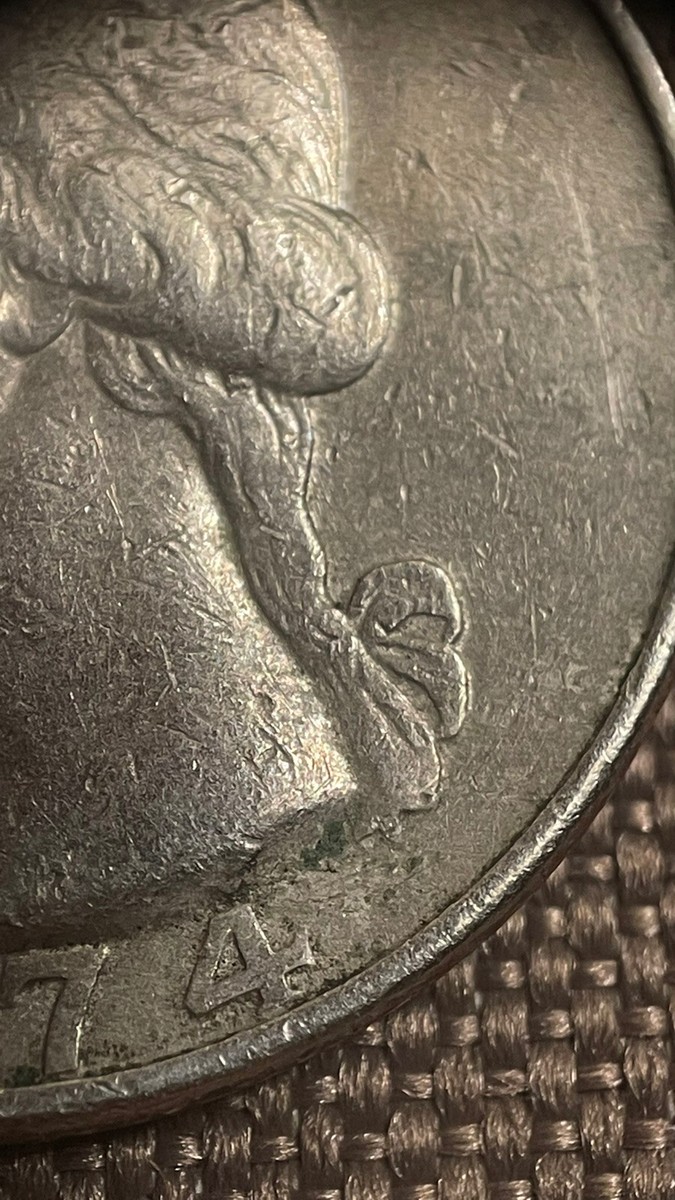 1974 Washington Quarter Dollar Coin Circulated No Mint Mark Error