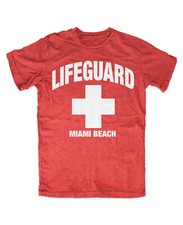 Lifeguard Miami Beach  T-Shirt Rot  David Hasselhoff,Kult,Miami,Florida,Baywatch
