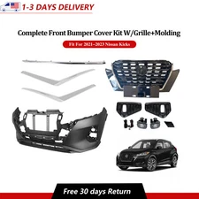 Fits 2021-2023 Nissan Kicks Complete Front Bumper Cover Kit w/ Grille & Molding
