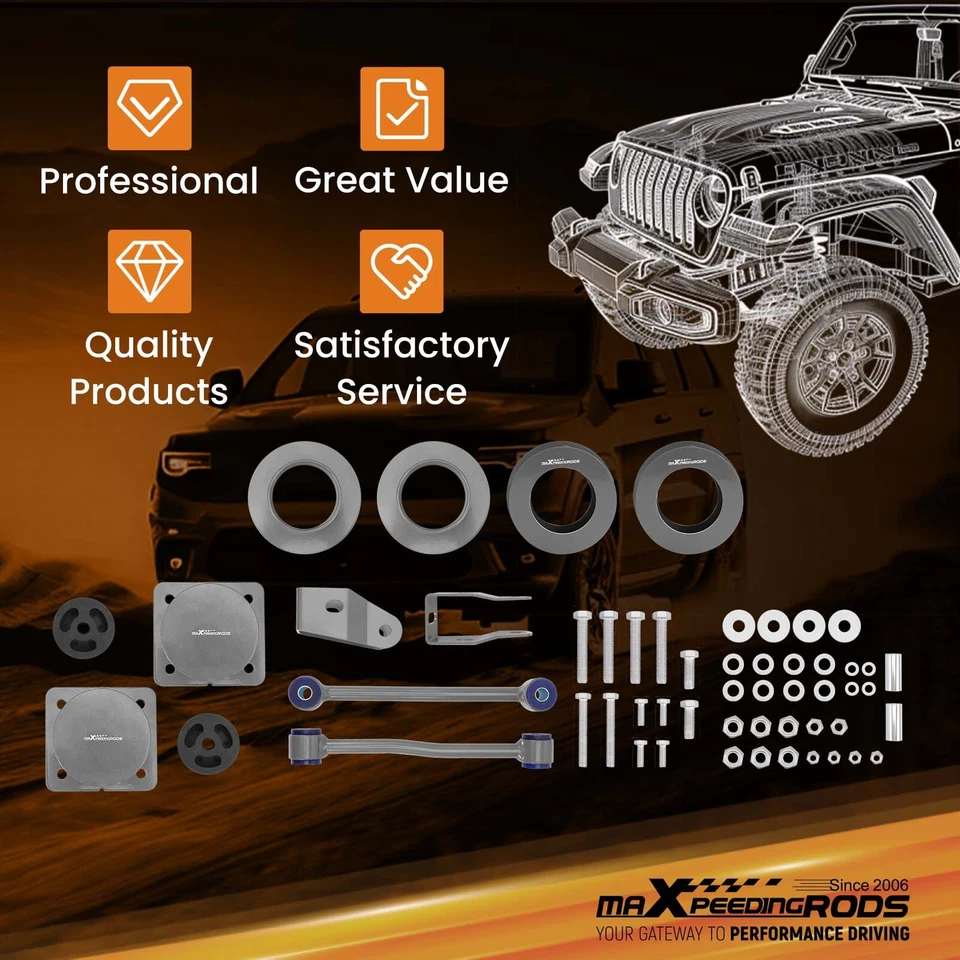 Kit de elevación delantero 2,5" + trasero 2" + barra estabilizadora + extensor de choque para Jeep Gladiator JT 19-24 Foto 4 de 4