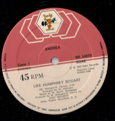 Andrea Like Humphrey Bogart Vinyl Single 12inch NEAR MINT Baby Records