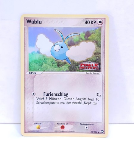 Pokemon Wablu 66/108 Ex Power Keeper Holo Stamp Karte Deutsch 2007 Near Mint - Bild 1 von 6