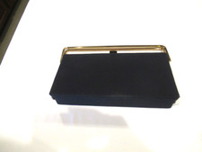 Mel-Ton navy blue faille fabric purse with double handle, c. 1950s