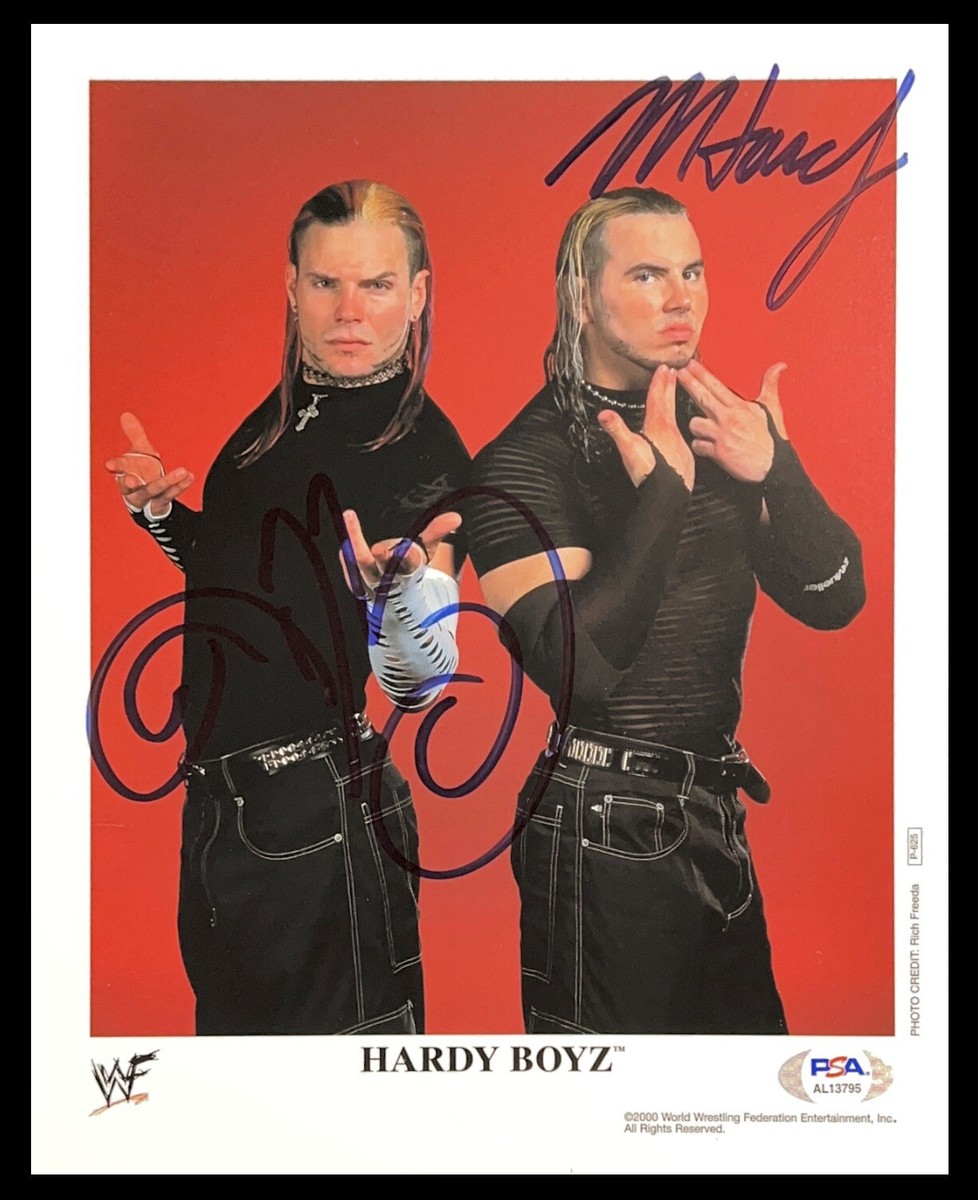 WWE HARDY BOYZ P-625 SIGNED 8X10 ORIGINAL PROMO PHOTO WITH PROOF