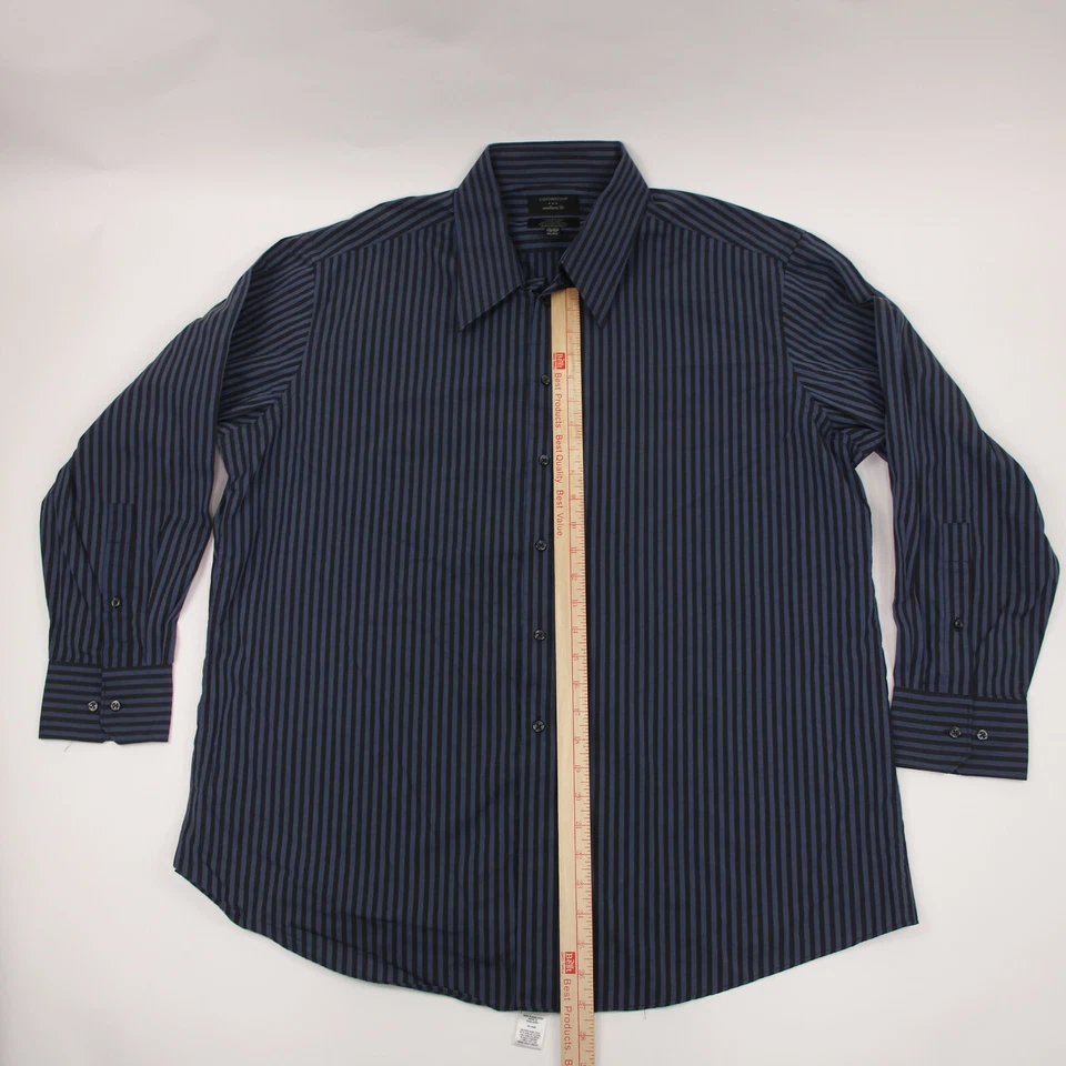Covington Shirt Adult 17.5 Blue & Black Stripe Modern Fit Button Up Casual Men's - Image 2 of 4