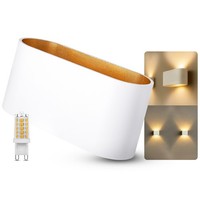Jobero Wandlampe Weiß Gold Up & Down Mit G9 Led Warmweiß 2W