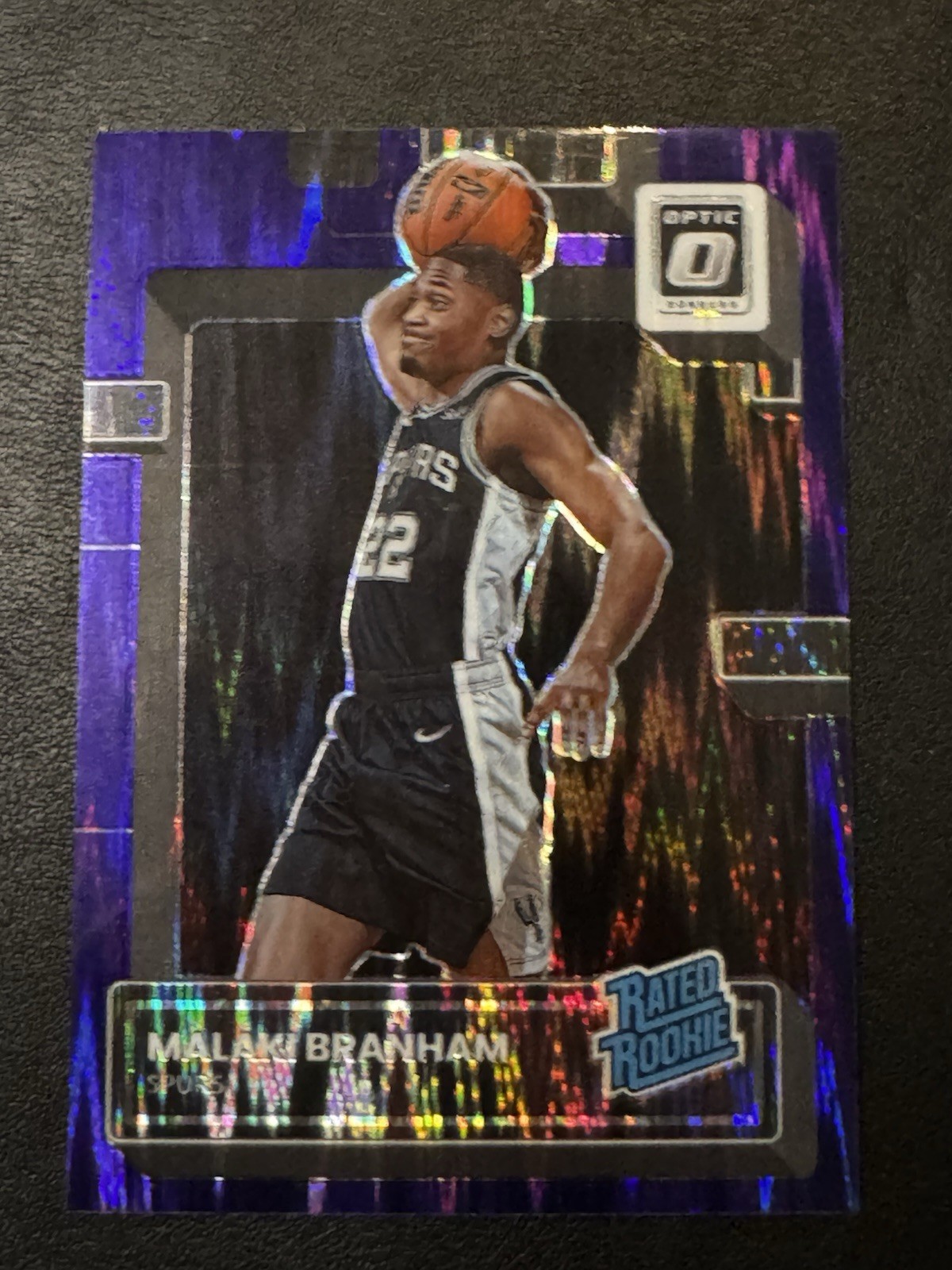 Malaki Branham 2022-2023 Donruss Optic Rated Rookie Purple Prizm #222 S.A. Spurs