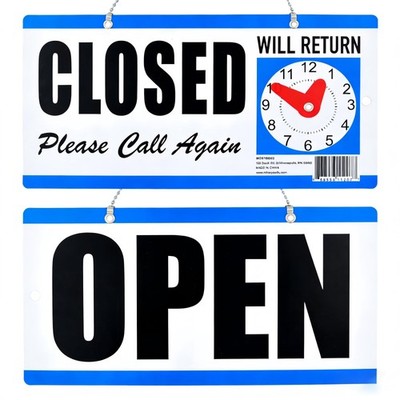 Closed Sign for Business - Double-Sided with Clock, 'Will Return' Indicator, ...