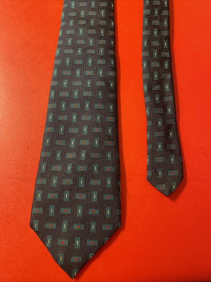 Corbata de seda geométrica Paul Stuart usada en excelente estado para hombre hecha en Inglaterra diseñador del Reino Unido Foto 4 de 4