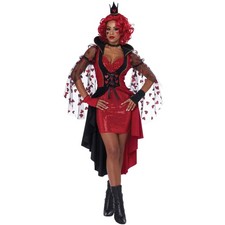 Red Hearts Queen Cosplay Dress Dark Fantasy Gothic Fancy Adult Womens Costume