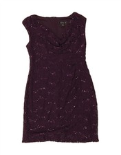VINTAGE Womens Sleeveless Sheath Dress UK 8 Small Purple Floral Nylon CA07