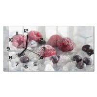 Wanduhr Glas-Wanduhr Im Querformat Gefrorene Waldbeeren Schwarze Zeiger 60X30 Cm