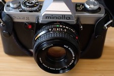 Minolta XG-1 SLR with MD Rokkor-X 45mm f/2 Pancake Cult Compact Prime