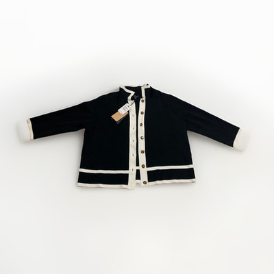Halogen Women's Black/White Knit Button-Front Collared Cardigan Sweater 1X P20