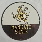 Vintage Mankato State University Porcelain Sign - Collectible Campus Memorabilia