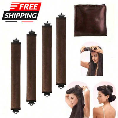 Heatless Curls Overnight Hair Curlers Rollers Set Long Hair Blowout Soft Rod New