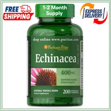 Premium Echinacea Natural Whole Herb Herbal Supplement 400mg 200 Capsules