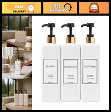 Modern Gold Shower Shampoo  Conditioner Dispenser Set - 27oz Refillable Pump Bo