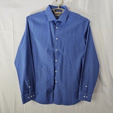 Penguin Dress Shirt Men 17 36/37 Heritage Slim Fit Long Sleeve Button Up Pin Dot