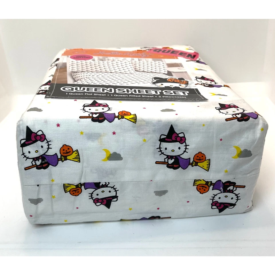 Halloween Hello Kitty Bruja Voladora Escoba Disfraz REINA Juego de Sábanas Foto 4 de 4