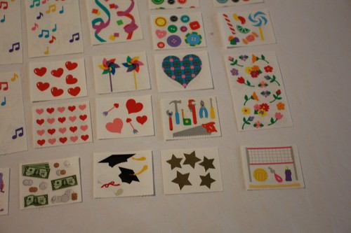 Vintage Lot Mrs. Grossman's Stickers 80s/90s hearts music notes money tools dots - Picture 9 of 12