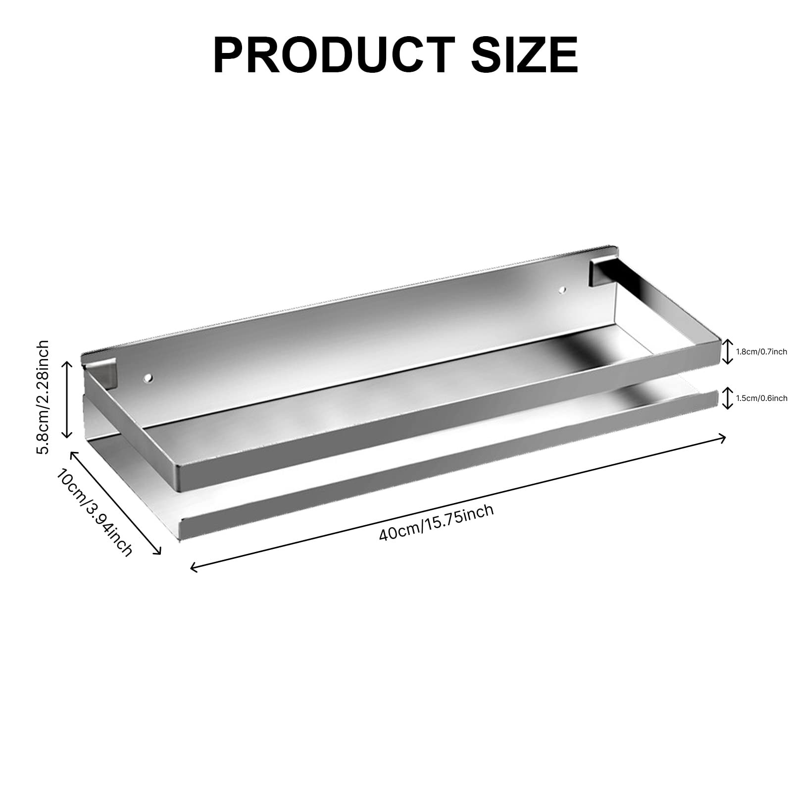 Stainless Steel Bathroom Shelf 15.75 InchBathroom Shower Shelf Bath Kitchen S...