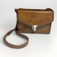 Hard Body Leather Camera Compartment Case Bag With Strap Handle Faux Leather