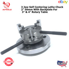 4" Rotary Table Self Centering Lathe Chuck 2" 50mm 4Jaw With Backplate For 3" 