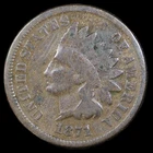 1871 Indian Head One Cent 1C Penny - VG Very Good Coin - SKU#1076