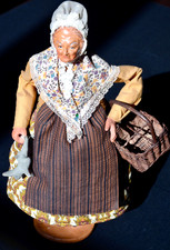 Santon de Provence SIMONE JOUGLAS "femme au lapin" Hauteur 30 cm  années 60 TBE