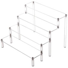 Elegant 4-Tier Acrylic Display Shelf for Cosmetics Collectibles, Clear