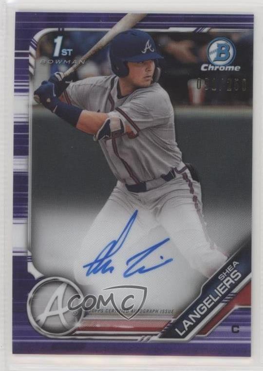 2019 Bowman Draft Chrome Pick Purple Refractor 91/250 Shea Langeliers Auto j6a