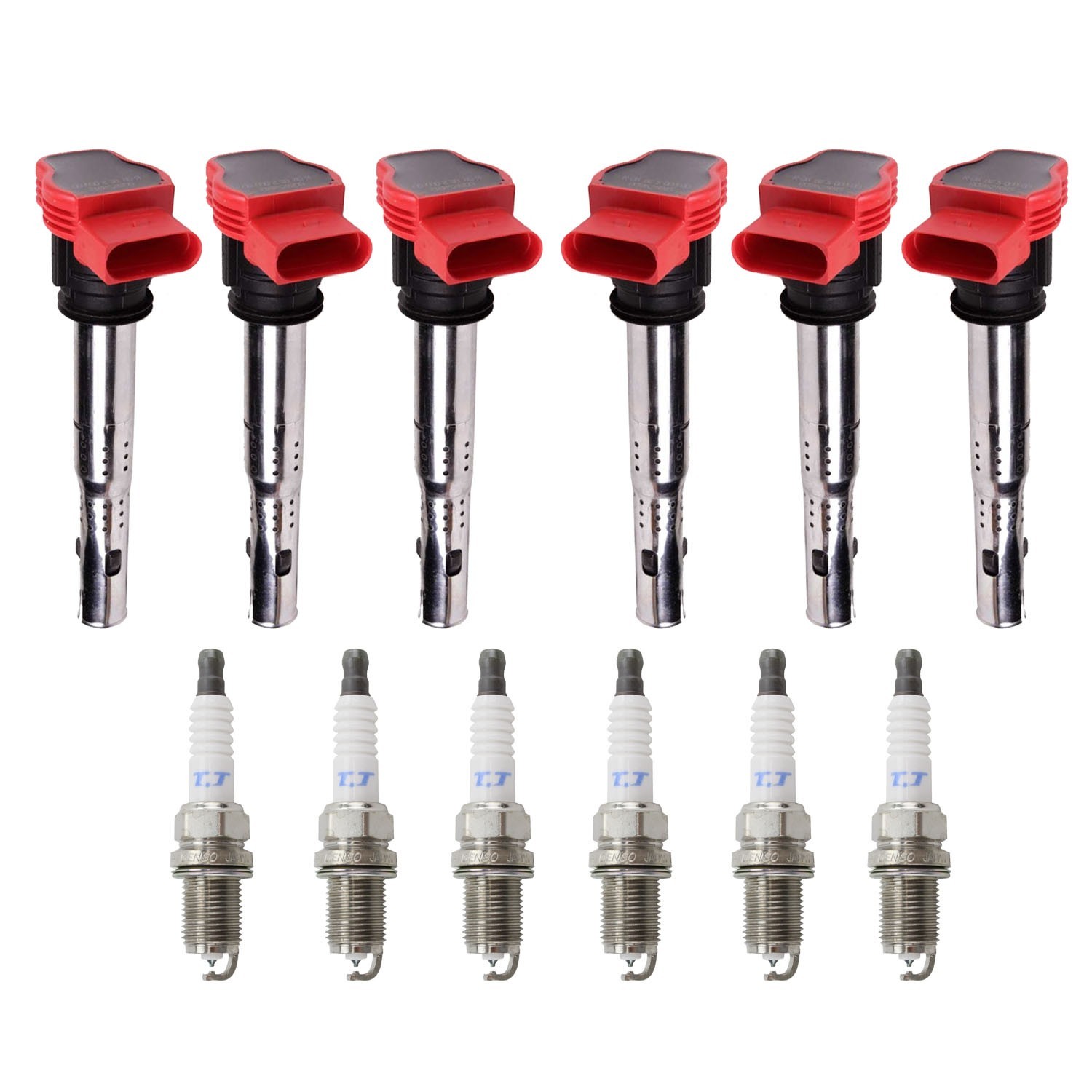 Eldor 6 Ignition Coils Denso Platinum Spark Plugs Kit for Audi Q5 S5 V6
