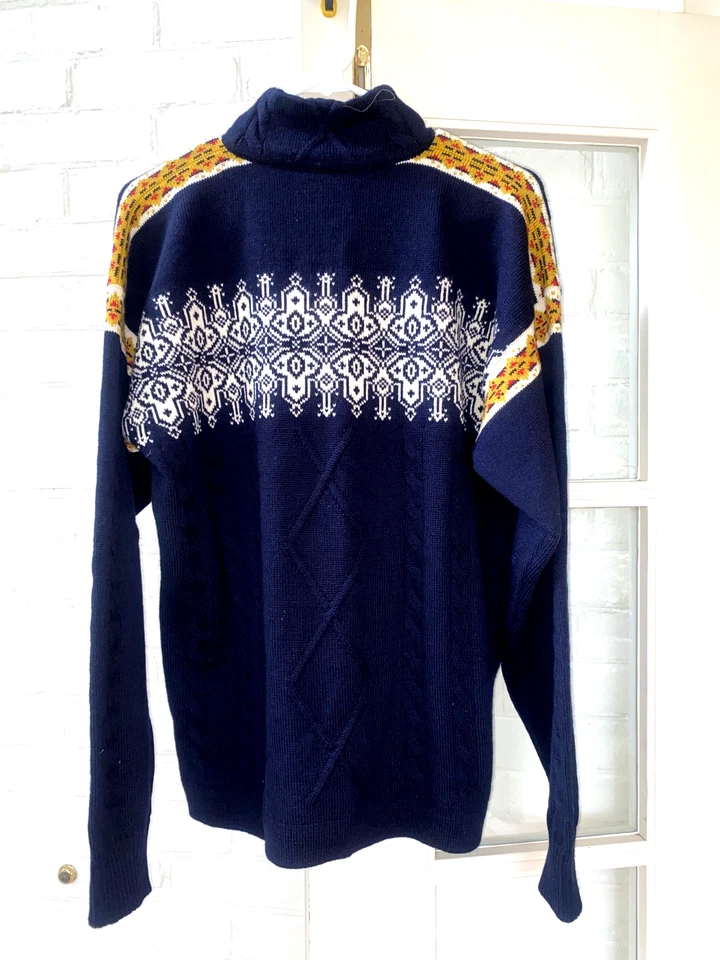 DALE OF NORWAY NAVY BLUE MEN'S 100% NEW WASHABLE WOOL 1/2 ZIP SWEATER MEDIUM - Image 4 of 4