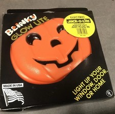 VTG 8 ELECTRIC GLOW LITE/LIGHT BLINKY PUMPKIN BLOW MOLD In Box, Works