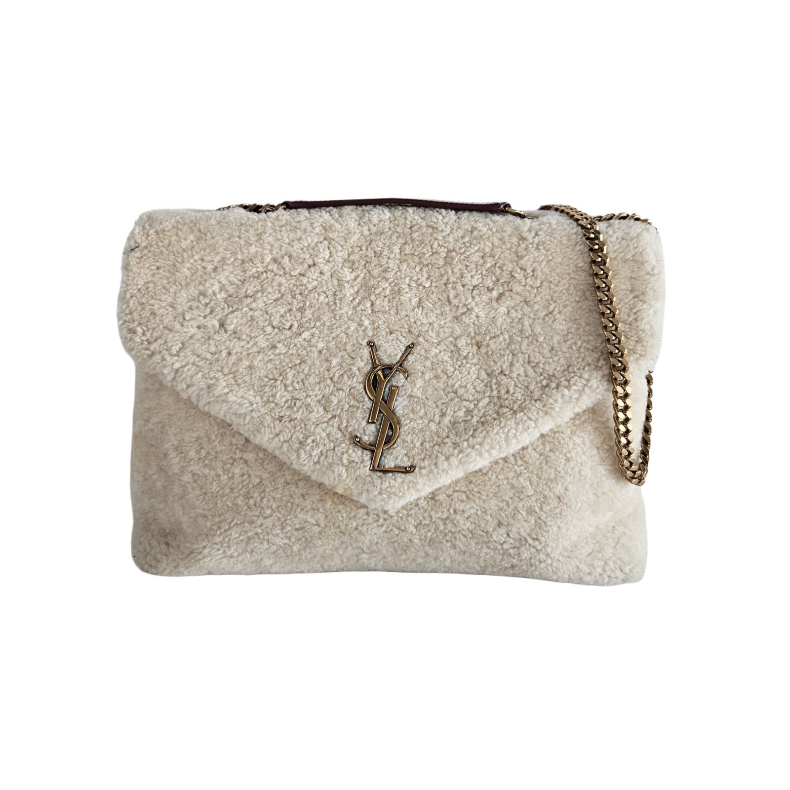Saint Laurent Paris Cream Shearling LouLou Toy Woman Bag