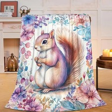 Squirrel Blanket Soft Warm Fuzzy Plush Chipmunk Throw Fleece Bed 40x50 Inch