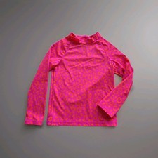 Mini Boden Rash Guard Swim Top 8-9Y long sleeve cheetah Spot Pink Orange UPF 40 
