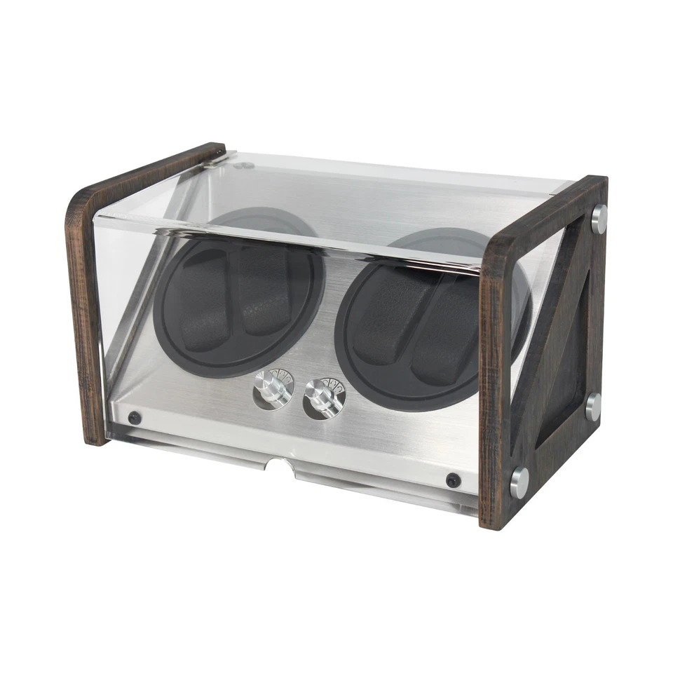 Dark Double Automatic 4 Watch Winder rotating display box Tourbillon Winders NEW - Image 2 of 4