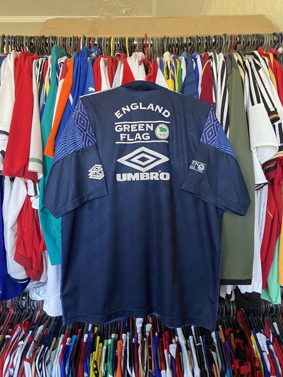 ENGLAND 1996 TRAINING SHIRT JERSEY UMBRO GREEN FLAG sz XL MEN BLUE