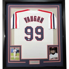 FRAMED Autographed/Signed CHARLIE SHEEN 33x42 Ricky Vaughn Movie Jersey JSA COA