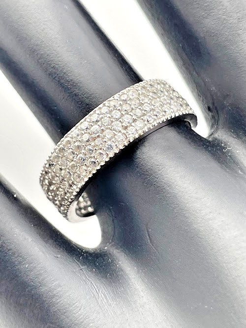 925 Sterling Silver Cz Pave 6Mm Band Ring Size 6.5 Wedding Cocktail 3861