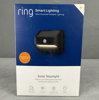 Ring Cam Solar Steplight Smart LED Motion Sensor Outdoor Step Light Black 50 lm