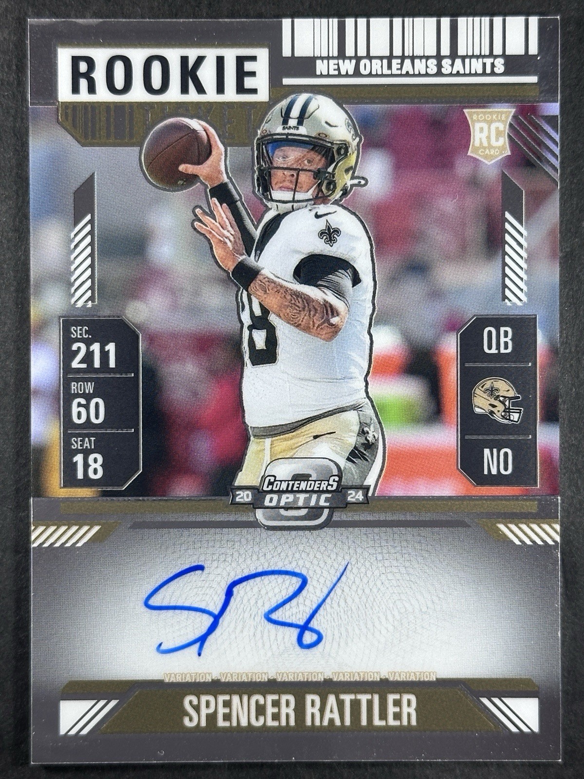 2024 Contenders Optic Spencer Rattler Rookie Ticket Variation On Card Auto