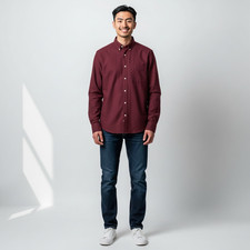 Chaps Dress Shirt Mens 15 1/2x32 Long Sleeve Button-Up Stretch Collar Maroon H-1