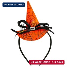Halloween Witch Hat Headband - Witchy Pointed Hat Hair Accessory with Bow and La