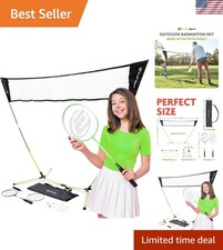 Badminton Net Rackets Shuttlecocks Combo Set - Portable  Instant Setup Backy...