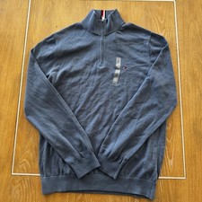 Tommy Hilfiger Mens Large Blue Pullover Sweater 1/4 Zip Mock Neck NWT