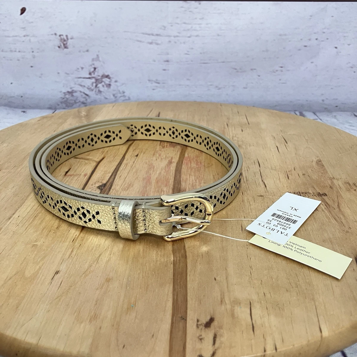 VTG Talbots Women Black Scottie Dog Calfskin Belt Gold Medium 1990s Preppy Talbots Women main image 2